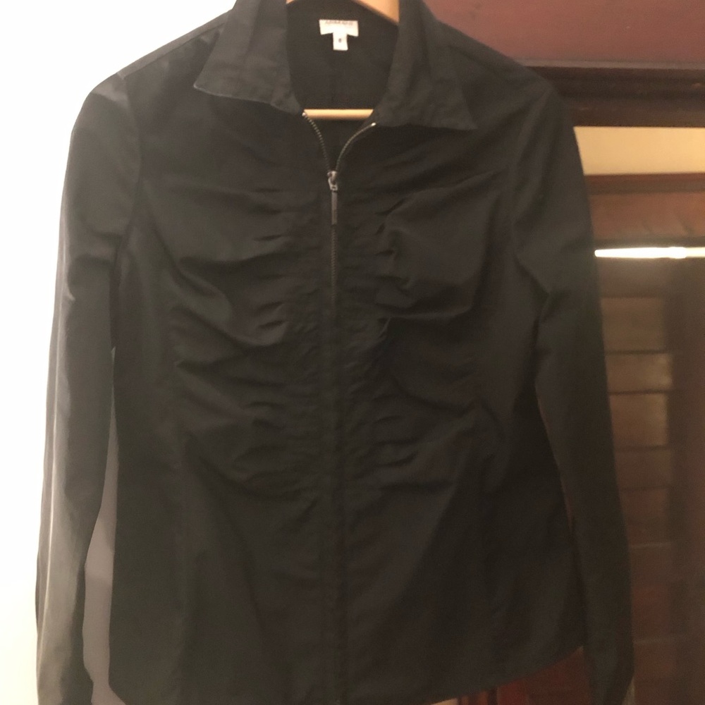 Armani Black Women's Zip-Front Jacket with Ruching